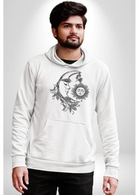 Resim Ay Güneş Astroloji Aşk Estetik Kadın Erkek Beyaz Kapüşonlu Sweatshirt Hoodie Beyaz 