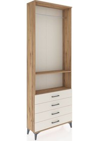 Resim Arges Dolap 2 Raflı 4 Çekmeceli Tek Askılı 88x30x243 Çam-aytaşı Çam 