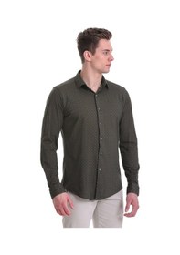 Resim Hatemoğlu Yeşil Slim Fit Baskılı 100% Pamuklu Slim Yaka Uzun Kollu Baskılı Yeşil 