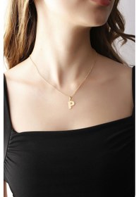 Resim Matya Altın Renk Lak Kaplama P Harfi Kolye Altın 