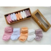 Resim Kız Bebe Yenidoğan Kutulu 5'li Çorap 1309b Beyaz 