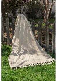 Resim Coastline Bej Çift Tarafı Bukle 100x180 Cm Boyasız %100 Organik Pamuk Saçaklı Plaj Havlusu Bej 