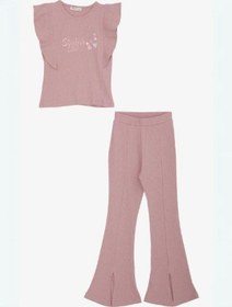 Resim Zekids Kız Çocuk İspanyol Paça Taytlı Takım-14426 Gül Kurusu 