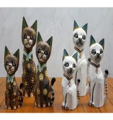 Resim Ahşap 3'lü 50 cm Kedi Seti 3sutama-2 