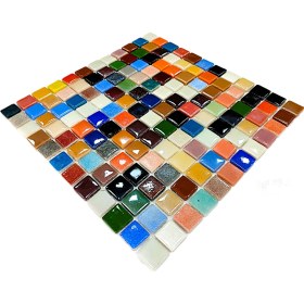 Resim MozaiKristaL Mutfak Tezgah Arası, Havuz, Banyo, Sauna, Spa, ve Yaşam Alanlarının Tüm Yüzeyleri İçin. 25X25MM Çok Renkli. 31,5X31,5CM. Fileli Cam Mozaik. ( 1 M2 Fiyatıdır ) 