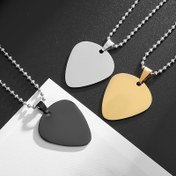 Resim 1 adet Klasik Tarz Paslanmaz Çelik Gitar Seçme Kolye, Unisex Hip Hop Rock Müzik Takı Hediyesi, Dayanıklı 304 Paslanmaz Çelik 