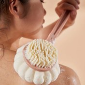 Resim Çift Taraflı Uzun Saplı Banyo Vücut Fırçası - Elektriksiz Peeling ve Masaj Sırt Ovma Fırçası Kıl Fırçası ve Lif Süngeri ile - Cilt Temizleme ve Peeling Aracı Erkekler ve Kadınlar İçin - Banyo Malzemeleri ve Aksesuarı 