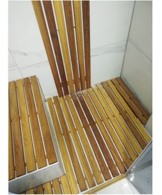 Resim OBERS Iroko Duş Izgarası 90x100cm Ağaç Izgara Ağaç Duş Teknesi Deck Izgara Tik Izgara 