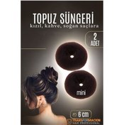 Resim MKR HSNET KAHVE Mini Saç Topuz Süngeri 2 ADET 6 CM Çap 2.5 cm Kalınlık 