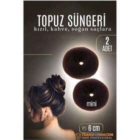 Resim MKR HSNET KAHVE Mini Saç Topuz Süngeri 2 ADET 6 CM Çap 2.5 cm Kalınlık 