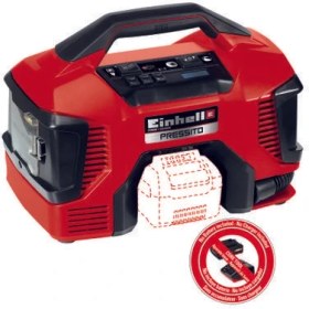 Resim Einhell PRESSITO Power X-Change Hibrit Kompresör (18 V, Maks. 11 Bar, 31 cm Hortum Uzunluğu, 3-parçalı Adaptör Seti, Akü dahil değildir) - 4020460 