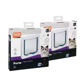 Resim Karlie 2 Yönlü Kilitli İnce Kedi Kapısı Kahverengi 19.2x20 Cm 