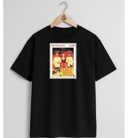 Resim Oversize Monaco Film Poster Göğüs Tasarımlı Unisex T-shirt Siyah 