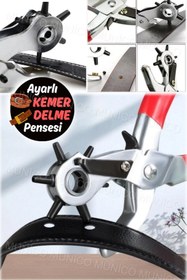 Resim Munico Deri Delgeç Zımba Kayışı Delgeç Ağır Hizmet Döner Pense Aleti Delik Delgeç Seti Kemerler Delme Aleti 