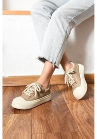 Resim Shoetek Alyona Kadın Sneakers Halat Bağcıklı Spor Ayakkabı Vizon Deri Vizon 