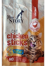 Resim New Story Tavuk Etli Kedi Ödül Çubukları Chicken Cat Sticks 3 x 5 G 
