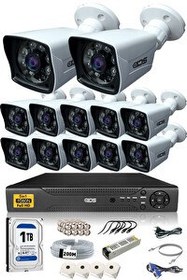 Resim IDS Cepten İzle 12 Kameralı Gece Görüşlü Su Geçirmez 5 MP Lensli 1080P FHD Kamera Seti DS-2021HD-SET12 