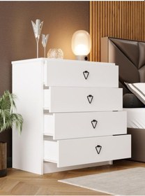 Resim Kuzeylife Stella Şifonyer 4 Çekmeceli Bebek Genç Yatak Odası Beyaz 