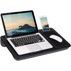 Resim miletus Laptop Sehpası Mouse Padli Telefon Tutacaklı Laptop Masası Laptop Sehpası Bilgisayar Sehpası Puflu 