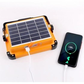 Resim Cata Unichrome Güneş Enerjili Solar 200w Watt Led Projektör Taşınabilir Sarı Beyaz Ve Çakar Işık Lamba 