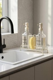 Resim Digithome 2’li Metal Standlı Cam Sıvı Sabun ve Losyon Şişesi Sabunluk 500 Ml Krem - B/1 C1-1-289 