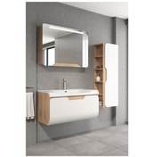 Resim Tales 100 Cm Banyo Dolabı -Dorado/Beyaz (Boy Dolap Dahil ) 