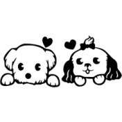 Resim GMWAX Sevimli Köpekler Duvar Dekor Sticker 40 x 16 cm 