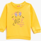 Resim Kız Bebek Baskılı Bisiklet Yaka Sweatshirt Pamuklu 