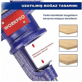 Resim Workpro Wp233010 65mm 360 Döner Tabanlı Örslü Profesyonel Mini Tezgâh Mengene 