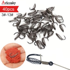 Resim Avlcoaky 40 adet Paslanmaz Çelik Jig Kanca Seti, Yay Kafesi ile, Balıkçılık için Çeşitli Boyutlarda, Dayanıklı ve Keskin Kanca 