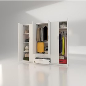 Resim Kenzlife gardırop 6 kapılı çekmeceli begonvil210 byz kapaklı gardolap dolap 