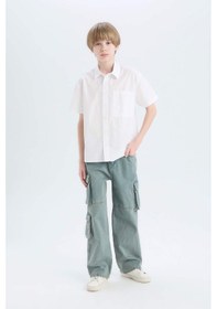 Resim DeFacto Erkek Çocuk Oversize Geniş Kalıp Polo Yaka Paraşüt Kısa Kollu Gömlek E1588A825HSWT34 