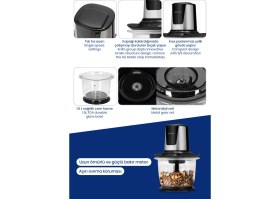 Resim Goldmaster Chopperix Inox 1.5 Litre Büyük Cam Hazneli 4 Bıçaklı Paslanmaz Çelik Rondo Doğrayıcı 