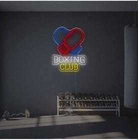 Resim Boxıng Club Yazılı Ve Şekilli Neon Tabela Çok Renkli 