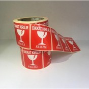 Resim Selim Etiket Dikkat Kırılır Etiketi 70x80 Mm 250 Adet Rulo 