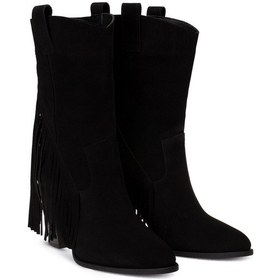 Resim Deery Hakiki Süet Siyah Western Püsküllü Kadın Bot Siyah 