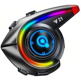 Resim Çeşithane Y21 Renkli Işıklı Motosiklet İnterkom - Dahili Fm Radyolu, Bluetooth 5.3 Teknolojili, Rgb 