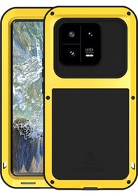 Resim Xiaomi 13 Pro İçin Love Meı Metal Darbeye Dayanıklı Hayat Su Geçirmez Toz Geçirmez Telefon Kılıfı Sarı 