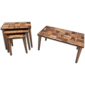 Resim Orta Sehpa Ve Zigon Kareli Tabla Model Kayın Torna Retro Ayak Par 