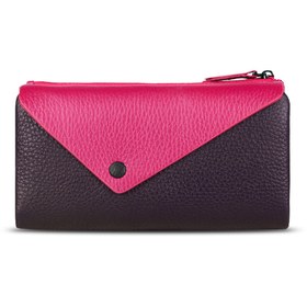 Resim OttoAngelino Unisex Pembe Hakiki Deri Zarf Tipi Cüzdan 