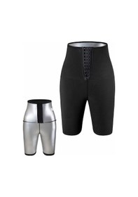 Resim Sauna-şort Model Korse Toparlayıcı Ve Sıkılaştırıcı Etkili Yüksek Bel Agraflı Sauna Termal Şort Siyah 