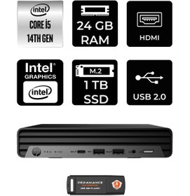 Resim HP Pro Mini 400 G9 i5 14500T 24GB 1TB SSD W11H Mini Masaüstü Bilgisayar & PER4 USB Bellek 