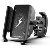 Resim Sones Kancalı Motosiklet Alüminyum Alaşımlı Cep Telefonu Braketi, 4-6,5 İnç Telefonlar İçin Uygun Siyah 