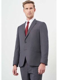 Resim İmza Koyu Antrasit Kendinden Desenli Bez Ayağı Mono Yaka Tam Astar Çift Yırtmaç 2 Düğme 6 Drop Comfort Fit Classic Takım Elbise 1001245169 Koyu Antrasit 