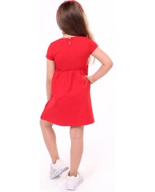 Resim Toontoy Kids Toontoy Kız Bebek Faire Un Voeu Baskılı Elbise Kırmızı 