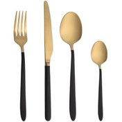 Resim Jumbo 9400 24 Parça Titanyum Black Gold clrs 6 Kişilik Tatlı Çatal Kaşık Bıçak Seti 