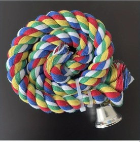 Resim Willowhaven 50cm Renkli Örgü Kuş Tüneği Ve Salıncak, Çanlı Dayanıklı Papağan Oyuncağı 