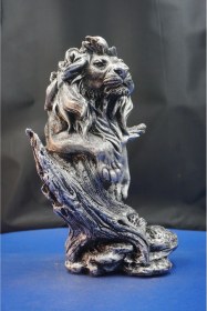 Resim Ağaçlı Aslan Kral Heykel Biblo Aslan Kral Ev Ofis Hediyelik Dekoratif Aksesuar 30 Cm Gümüş 