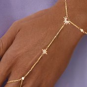 Resim 1 Adet Bohem Tarzı Sekizgen Yıldız ve Güneş Taşlı Parmak Yüzüğü Bileklik, Yaz Plaj Gümüş Renkli Parmak Zinciri, Tatil Düğün Hediyesi Olarak Arkadaşlar ve Anneler İçin Mükemmel Altın Takı 