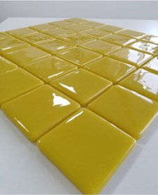 Resim MozaiKristaL Mutfak Tezgah Arası Ve Tüm Yüzeyler Için 50x50x5 Mm Sarı Cam Mozaik ( 1 Koli=1 M2 Fiyatıdır ) 